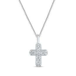 Diamond Cross Necklace 1/20 ct tw 10K White Gold 18&quot;