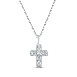 Diamond Cross Necklace 1/20 ct tw 10K White Gold 18"