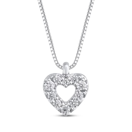 Diamond Heart Charm Necklace 1/15 ct tw 10K White Gold 18&quot;