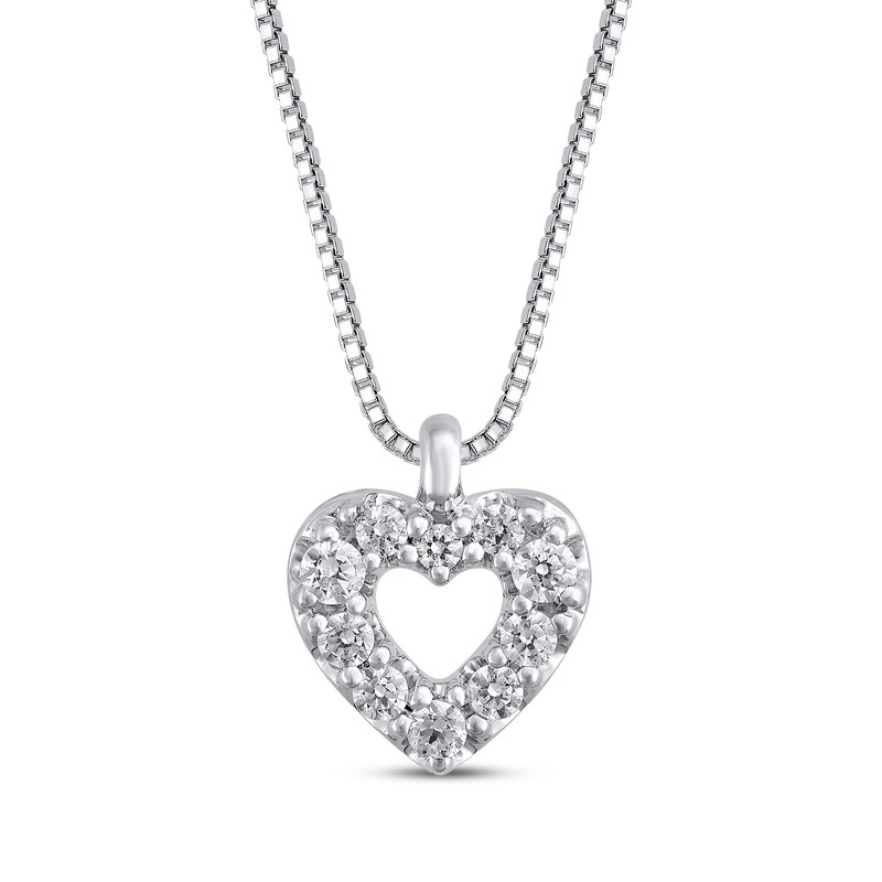 Main Image 1 of Diamond Heart Charm Necklace 1/15 ct tw 10K White Gold 18"