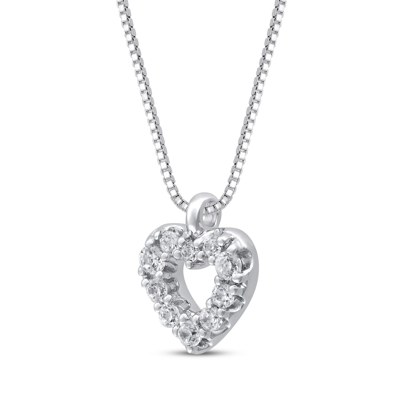 Main Image 2 of Diamond Heart Charm Necklace 1/15 ct tw 10K White Gold 18"