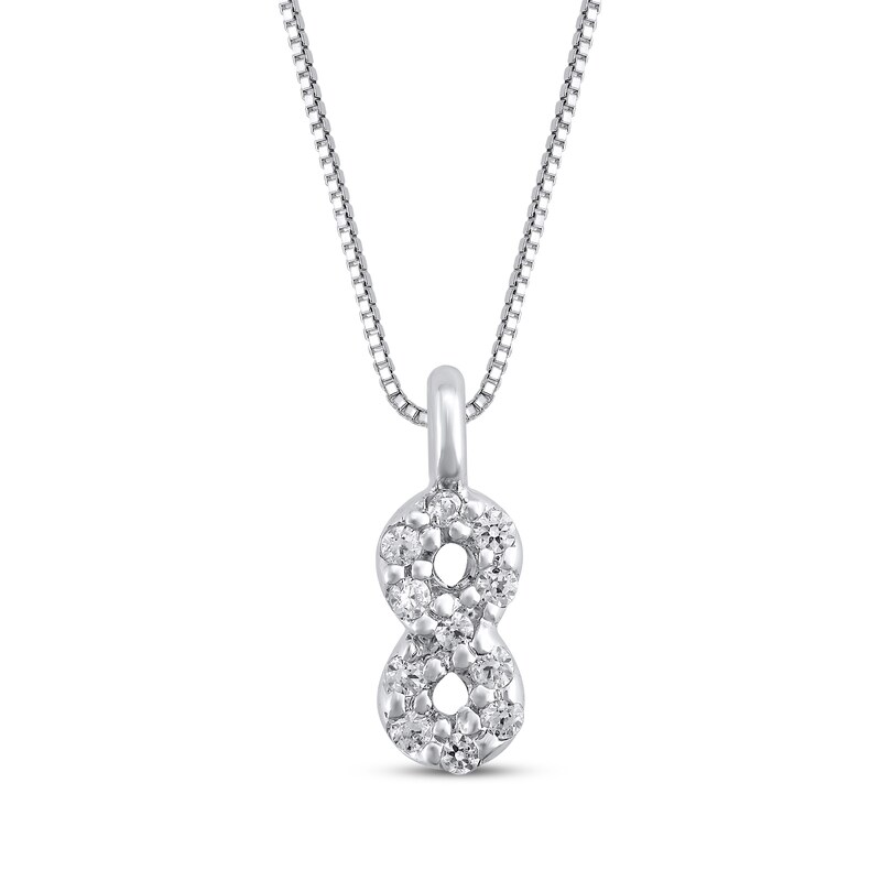 Main Image 1 of Diamond Infinity Symbol Necklace 1/20 ct tw 10K White Gold 18"