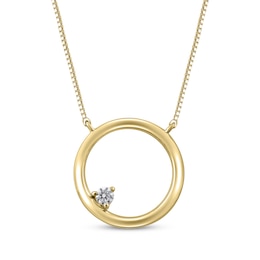 Open Circle Diamond Accent Necklace 10K Yellow Gold 18&quot;