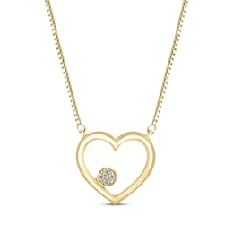 Diamond Accent Heart Outline Necklace 10K Yellow Gold 18&quot;