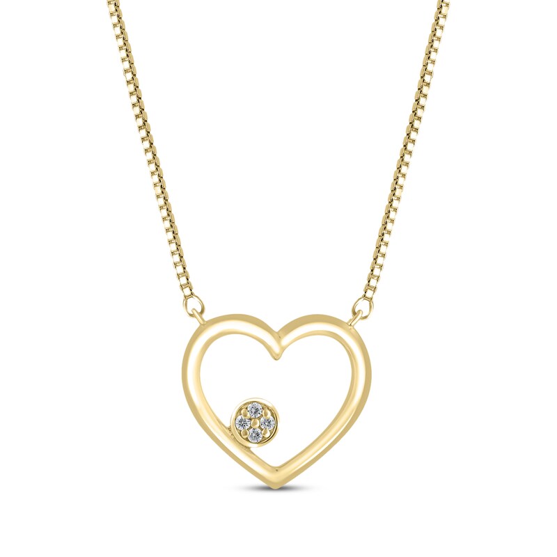 Main Image 1 of Diamond Accent Heart Outline Necklace 10K Yellow Gold 18"
