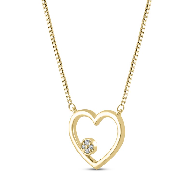 Main Image 2 of Diamond Accent Heart Outline Necklace 10K Yellow Gold 18"