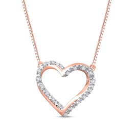 Diamond Twist Heart Necklace 1/10 ct tw 10K Rose Gold 18&quot;