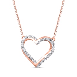 Diamond Twist Heart Necklace 1/10 ct tw 10K Rose Gold 18"