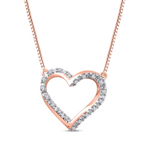 Diamond Twist Heart Necklace 1/10 ct tw 10K Rose Gold 18"