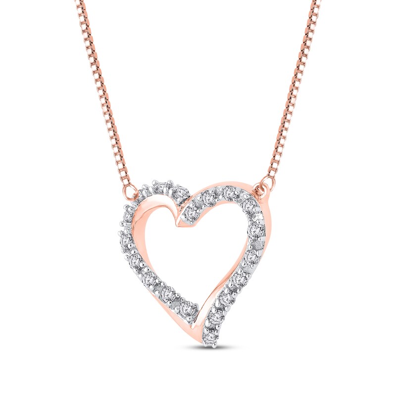 Main Image 2 of Diamond Twist Heart Necklace 1/10 ct tw 10K Rose Gold 18"