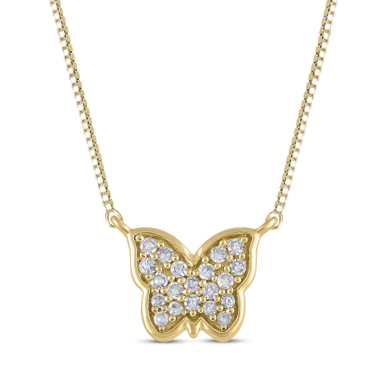 Main Image 1 of Diamond Butterfly Necklace 1/20 ct tw 10K Yellow Gold 18"