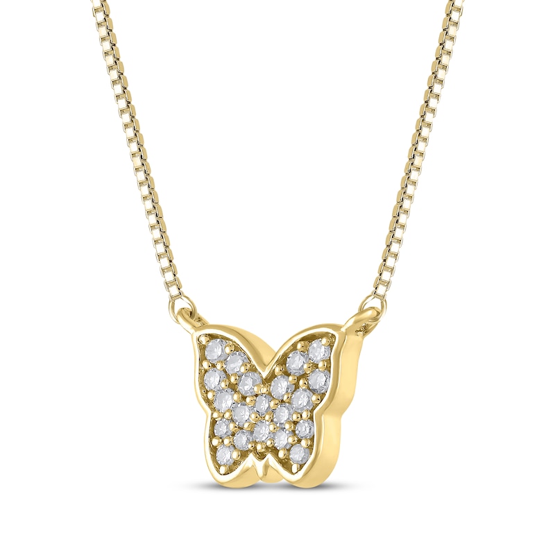 Main Image 2 of Diamond Butterfly Necklace 1/20 ct tw 10K Yellow Gold 18"