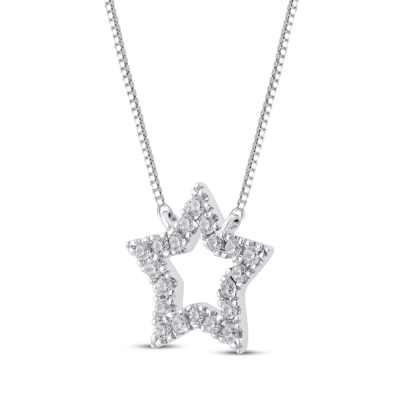 Main Image 2 of Diamond Star Outline Necklace 1/10 ct tw 10K White Gold 18"