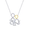 Thumbnail Image 1 of Diamond Two Monkeys Necklace 1/10 ct tw Sterling Silver & 10K Yellow Gold 18"