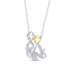 Thumbnail Image 2 of Diamond Two Monkeys Necklace 1/10 ct tw Sterling Silver & 10K Yellow Gold 18"