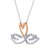 Thumbnail Image 2 of Diamond Swans Heart Necklace 1/15 ct tw Sterling Silver & 10K Rose Gold 18"