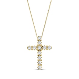 Diamond Infinity Symbol Cross Necklace 1/4 ct tw 10K Yellow Gold 18&quot;