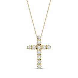 Diamond Infinity Symbol Cross Necklace 1/4 ct tw 10K Yellow Gold 18"