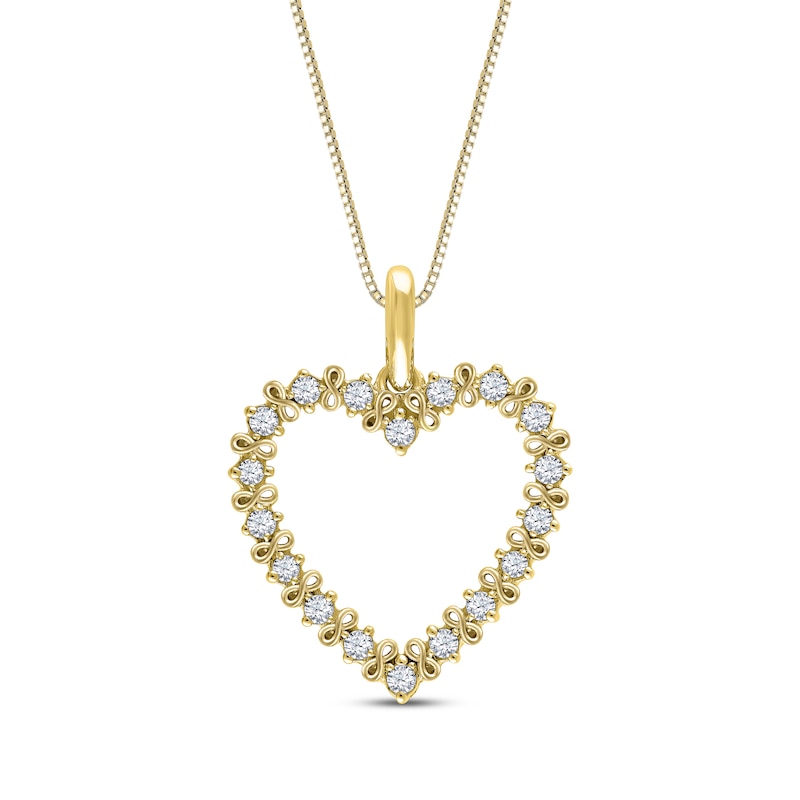 Main Image 1 of Diamond Heart & Infinity Necklace 1/4 ct tw 10K Yellow Gold 18"