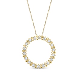 Diamond Infinity Symbol Open Circle Necklace 1/4 ct tw 10K Yellow Gold 18&quot;