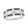 Thumbnail Image 0 of Men's Black Diamond Brick Pattern Wedding Band 1/3 ct tw 10K White Gold