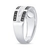 Thumbnail Image 1 of Men's Black Diamond Brick Pattern Wedding Band 1/3 ct tw 10K White Gold
