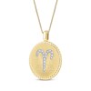Thumbnail Image 2 of Diamond Zodiac Aries Symbol Brushed Disc Necklace 1/10 ct tw 10K Yellow Gold 18"