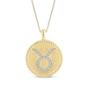 Thumbnail Image 1 of Diamond Zodiac Taurus Symbol Brushed Disc Necklace 1/10 ct tw 10K Yellow Gold 18"