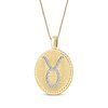 Thumbnail Image 2 of Diamond Zodiac Taurus Symbol Brushed Disc Necklace 1/10 ct tw 10K Yellow Gold 18"