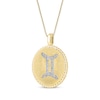 Thumbnail Image 2 of Diamond Zodiac Gemini Symbol Brushed Disc Necklace 1/10 ct tw 10K Yellow Gold 18"