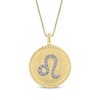 Thumbnail Image 1 of Diamond Zodiac Leo Symbol Brushed Disc Necklace 1/10 ct tw 10K Yellow Gold 18"