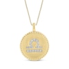 Thumbnail Image 1 of Diamond Zodiac Libra Symbol Brushed Disc Necklace 1/10 ct tw 10K Yellow Gold 18"