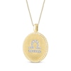 Thumbnail Image 2 of Diamond Zodiac Libra Symbol Brushed Disc Necklace 1/10 ct tw 10K Yellow Gold 18"