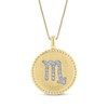 Thumbnail Image 1 of Diamond Zodiac Scorpio Symbol Brushed Disc Necklace 1/10 ct tw 10K Yellow Gold 18"