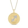 Thumbnail Image 1 of Diamond Zodiac Sagittarius Symbol Brushed Disc Necklace 1/10 ct tw 10K Yellow Gold 18"