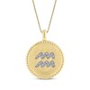 Thumbnail Image 1 of Diamond Zodiac Aquarius Symbol Brushed Disc Necklace 1/10 ct tw 10K Yellow Gold 18"