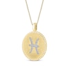 Thumbnail Image 2 of Diamond Zodiac Pisces Symbol Brushed Disc Necklace 1/10 ct tw 10K Yellow Gold 18"