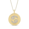 Thumbnail Image 1 of Diamond Zodiac Cancer Symbol Brushed Disc Necklace 1/10 ct tw 10K Yellow Gold 18"