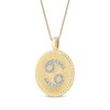 Thumbnail Image 2 of Diamond Zodiac Cancer Symbol Brushed Disc Necklace 1/10 ct tw 10K Yellow Gold 18"