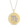 Thumbnail Image 1 of Diamond Zodiac Virgo Symbol Brushed Disc Necklace 1/10 ct tw 10K Yellow Gold 18"
