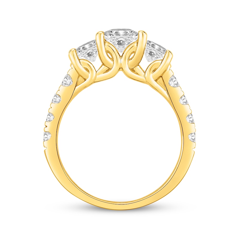 Main Image 3 of Memories Moments Magic Lab-Grown Diamonds by KAY Three-Stone Engagement Ring 2-1/2 ct tw 14K Yellow Gold