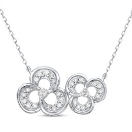 Diamond Trefoils Necklace 1/4 ct tw 10K White Gold 18&quot;