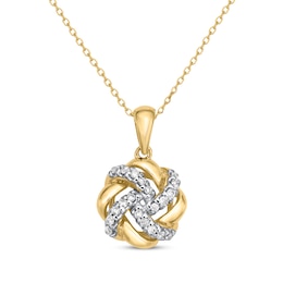 Diamond Love Knot Necklace 1/5 ct tw 10K Yellow Gold 18&quot;