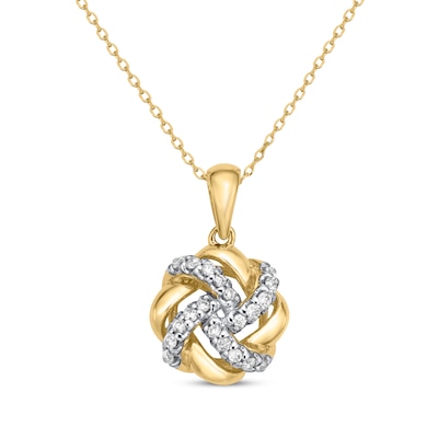 Diamond Love Knot Necklace 1/5 ct tw 10K Yellow Gold 18