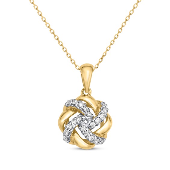 Diamond Love Knot Necklace 1/5 ct tw 10K Yellow Gold 18"