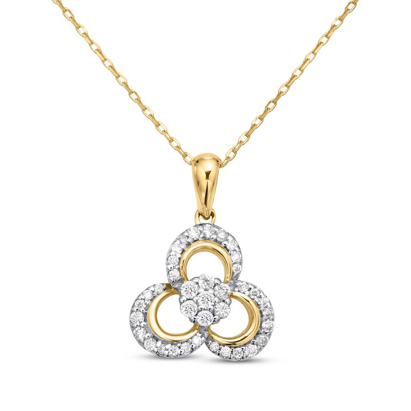Main Image 1 of Diamond Trefoil Necklace 1/4 ct tw 10K Yellow Gold