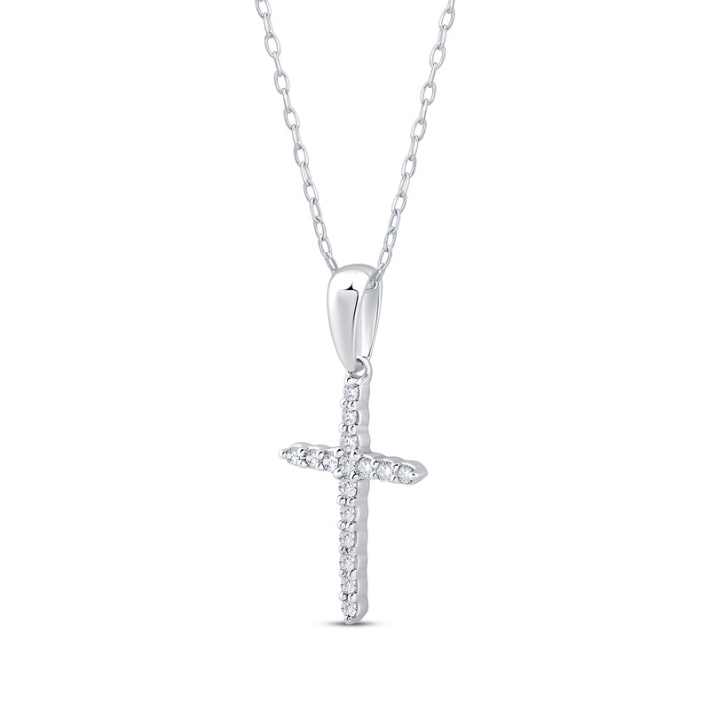 Main Image 2 of Diamond Cross Necklace 1/10 ct tw 10K White Gold 18&quot;