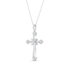 Thumbnail Image 1 of Baguette & Round-Cut Diamond Flared Cross Necklace 1/5 ct tw 10K White Gold 18"