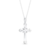 Thumbnail Image 2 of Baguette & Round-Cut Diamond Flared Cross Necklace 1/5 ct tw 10K White Gold 18"