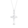 Thumbnail Image 3 of Baguette & Round-Cut Diamond Flared Cross Necklace 1/5 ct tw 10K White Gold 18"